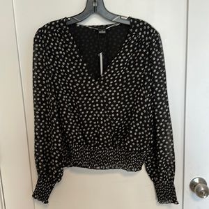 Sanctuary ditsy floral cross snap blouse